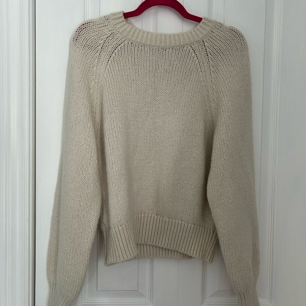 Reserved Cream Crew Neck Sweater with Ribbed Texture